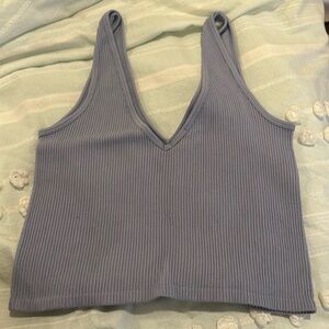 ribbed blue tank top